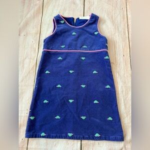 Girl’s Hartstrings Purple Corduroy Jumper Dress Size 8 Embroidered Turtle Print